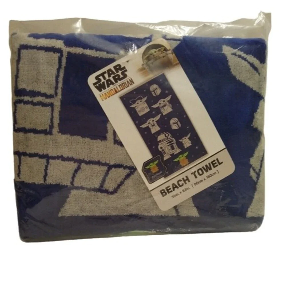Mandalorian Beach Towel Blue Star Wars Licensed 100% Cotton Bath Pool